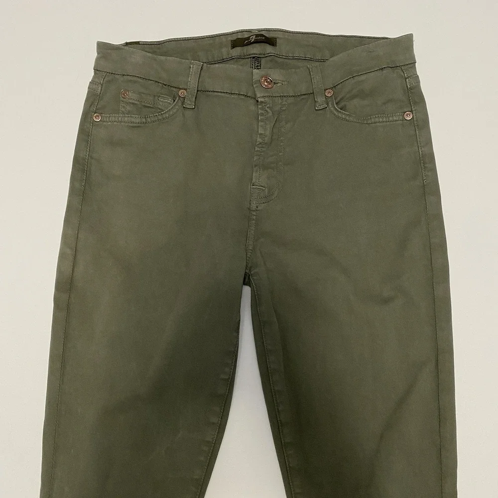 7 For All Mankind Women's Olive Green Skinny Jeans 28 Stretch Capsule Neutral